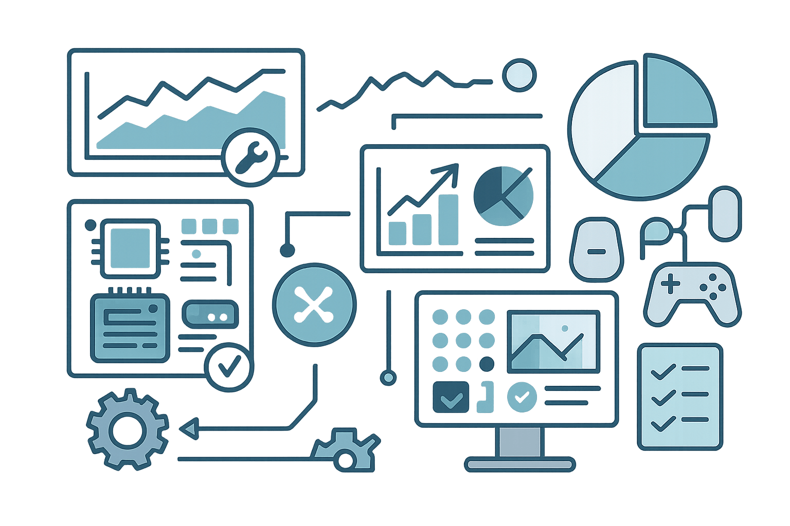 Illustration of technical optimization process with code profiling tools, platform-specific optimization methods, and performance tuning charts
