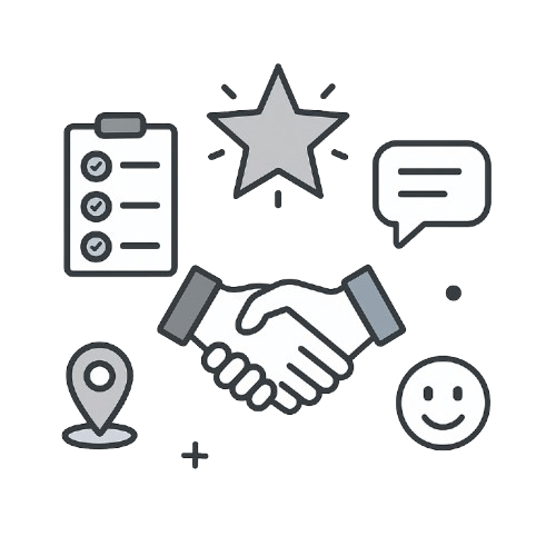 Illustration of client success factors showing collaboration, technical excellence, and project management elements